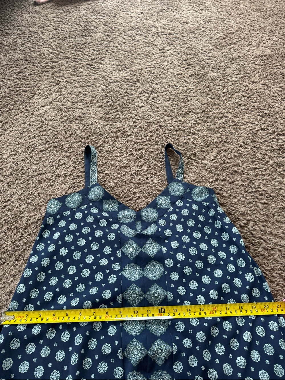 Michael Kors Casablanca Dress Border Print Handkerchief Hem Navy S - Picture 10 of 10